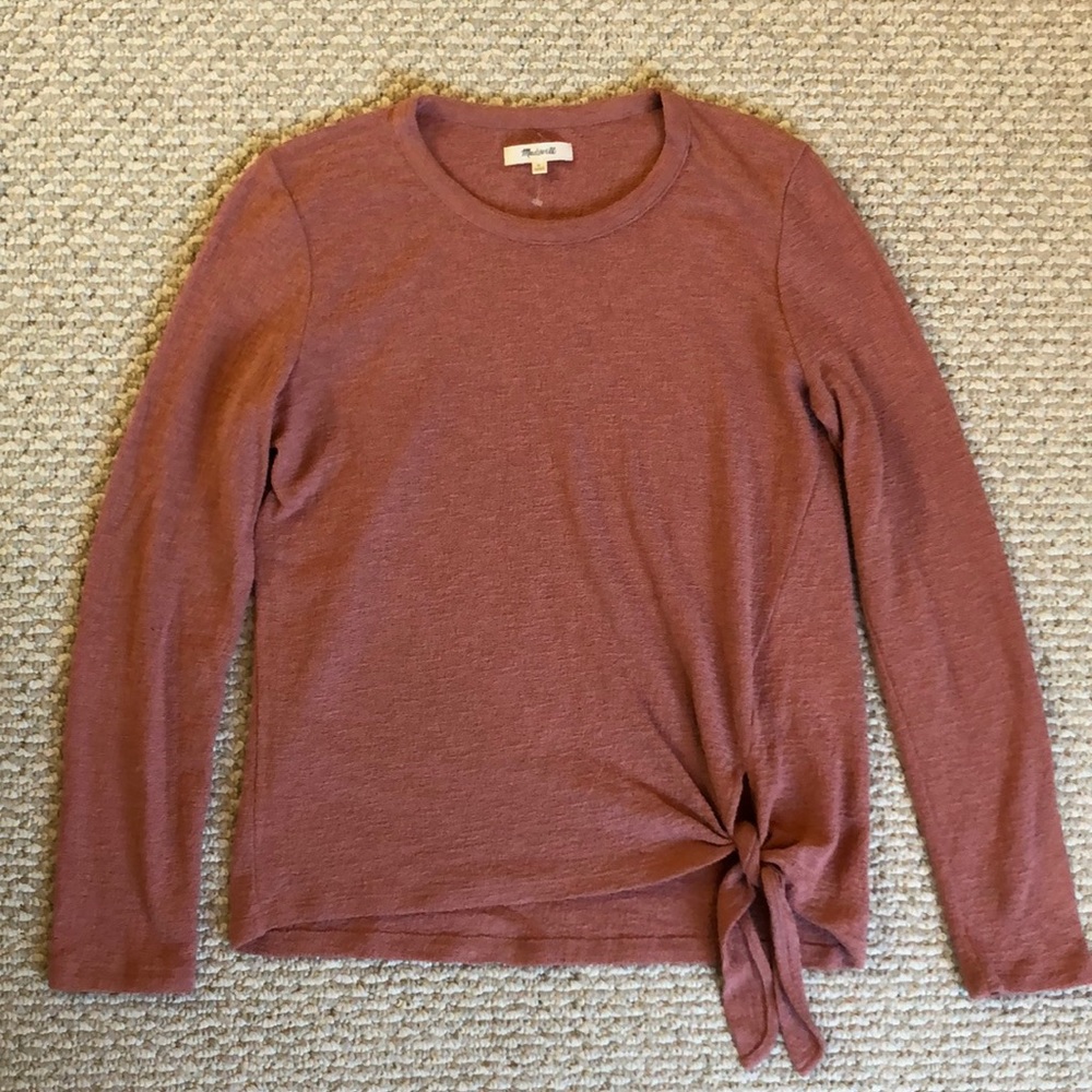 Madewell Linen Side Tie Top in Rosewood - M